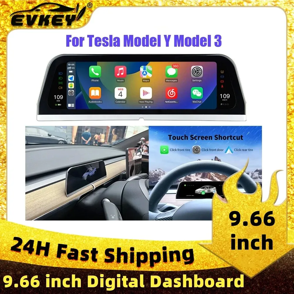 Evkey Per Tesla Model 3 Y Heads Up Display Cruscotto Digitale Da 9.66 Pollici Heads Up Carplay Schermo Android Auto Ips