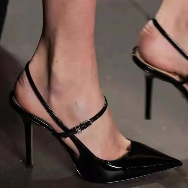 Nero Sexy Tacchi Alti A Punta Donna Estate Temperamento Sandali Casual Antiscivolo Scarpe Da Passeggio Sandalias Comodas De Mujer