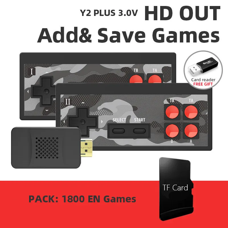 Mini Console Y2 Plus Y2Sf Console Di Gioco Portatile Gaming Dual Wireless Gamepad Per Sfc Snes Nes 900/3000 + Gaming 4K Game Stick Gift