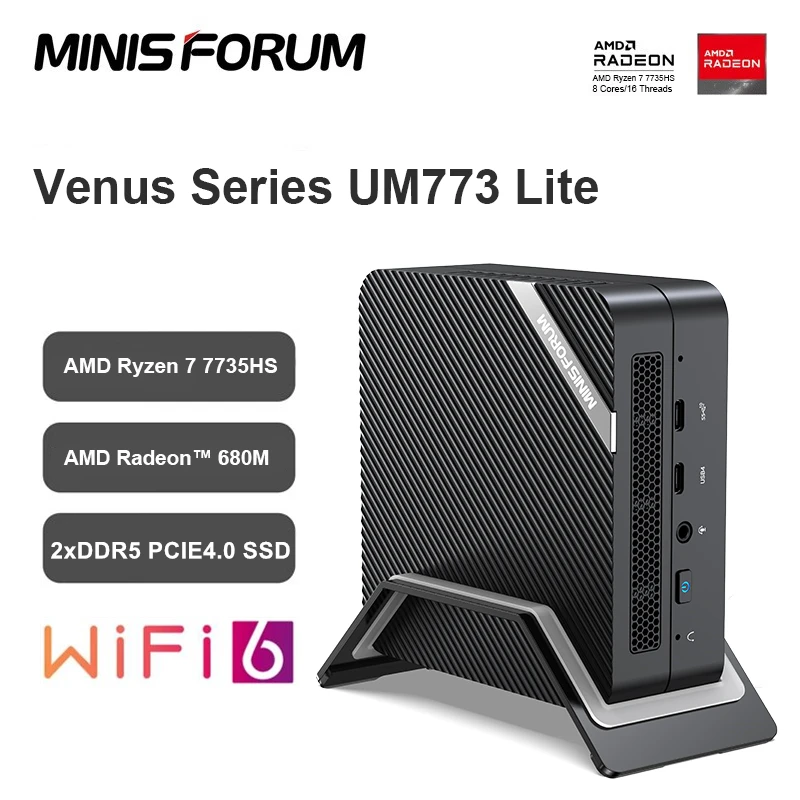 Minisforum Um773 Um690 Mini Pc Amd Ryzen 7 7735Hs Ryzen 9 6900Hx 8 Core Windows 11 Pro Ddr5 Pcie4.0 8K Usb4.0 Pc Gamer Computer