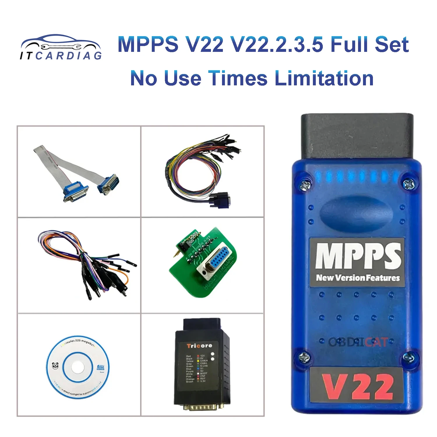 Mpps V22 Mpps Master V22.2.3.5 Ecu Master Main + Tricore + Multiboot + Breakout Tricore Cable Chip Tuning Scanner No Use Time Limited