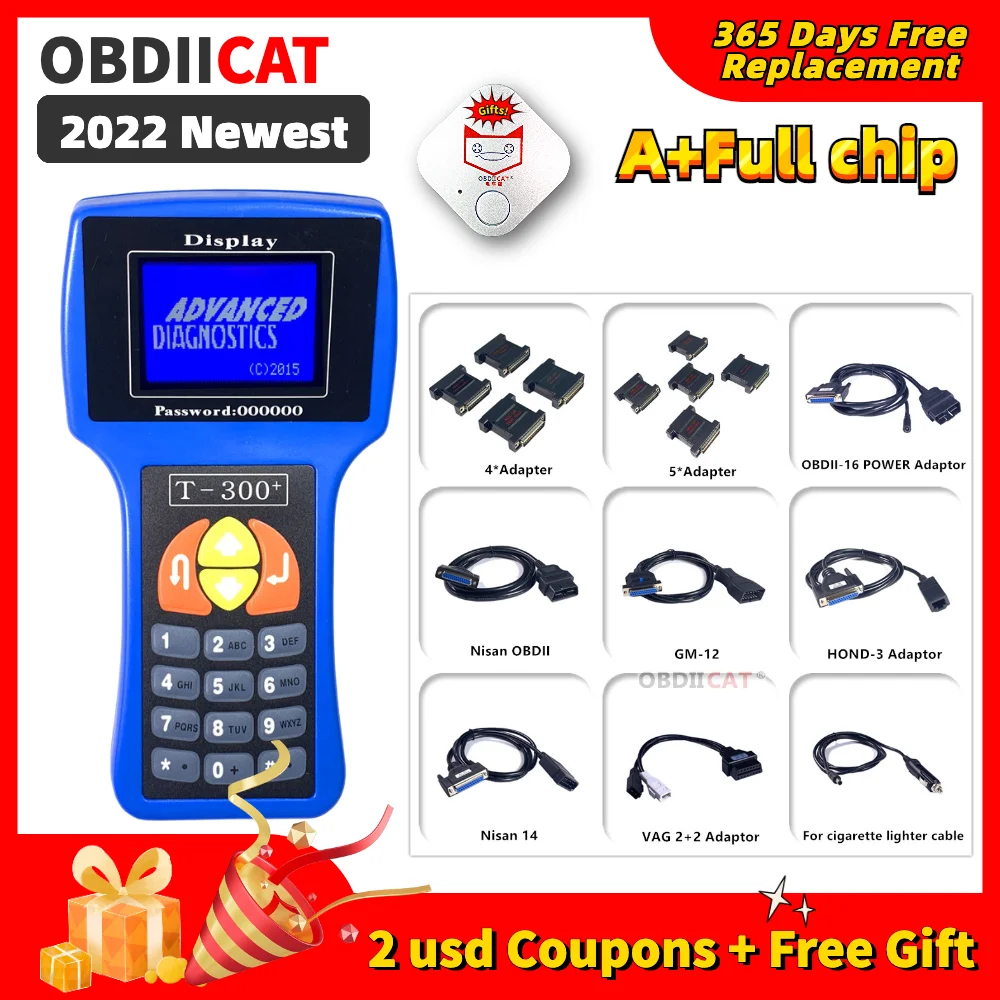 T300 V21.9 Programmatore Chiave Inglese/Spagnolo T-300 Decoder T-Code Chiave Auto Transponder Chiave Copia Strumenti Programmazione Chiave Per Auto Au