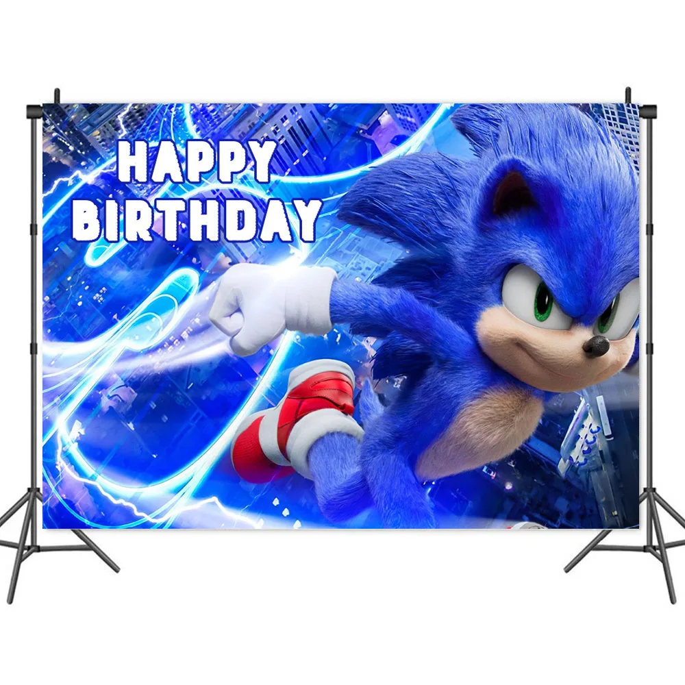 New Sonic Background Cloth Toys Action Figure Toys Hedgehog Cartoon Birthday Party Decoration Banner Supplies Toys
