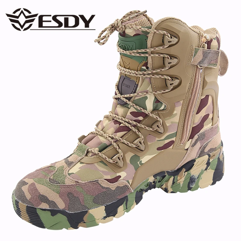 Outdoor Desert Military Camo Scarpa Da Trekking Traspirante Primavera Autunno Uomo Caccia Arrampicata Stivali Da Allenamento Tattici Antiusura In Pell
