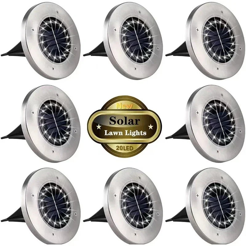 8/20Led Solar Power Disk Light Outdoor Garden Solar Underground Light Deck Light Spotlight Sepolto Solar Led Lamp Garden Decor