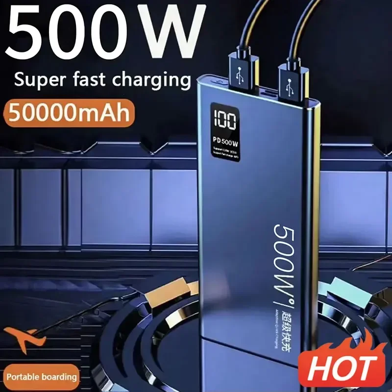 500W Super Fast Charging Power Bank 50000Amh Power Bank Compatto Aggiornato Power Bank Portatile Adatto Per Xiaomi Huawei Samsung