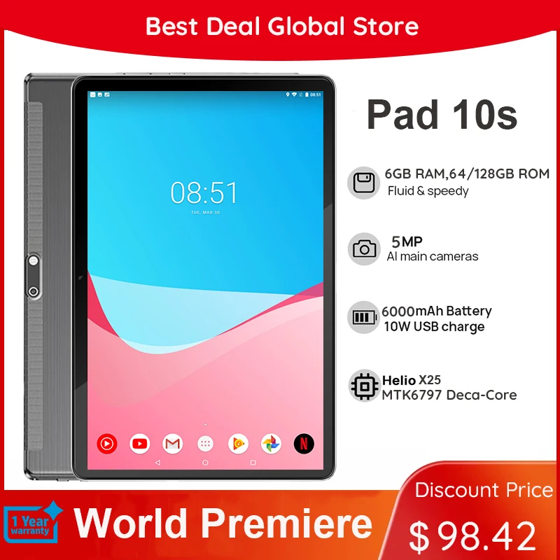 Vendita Calda Versione Globale Tablet Da 10 Pollici Dual Sim 4G Tablette 128Gb 5G Wifi Bluetooth Android 10.0 Tablet Pc Gps Phone Call Tab