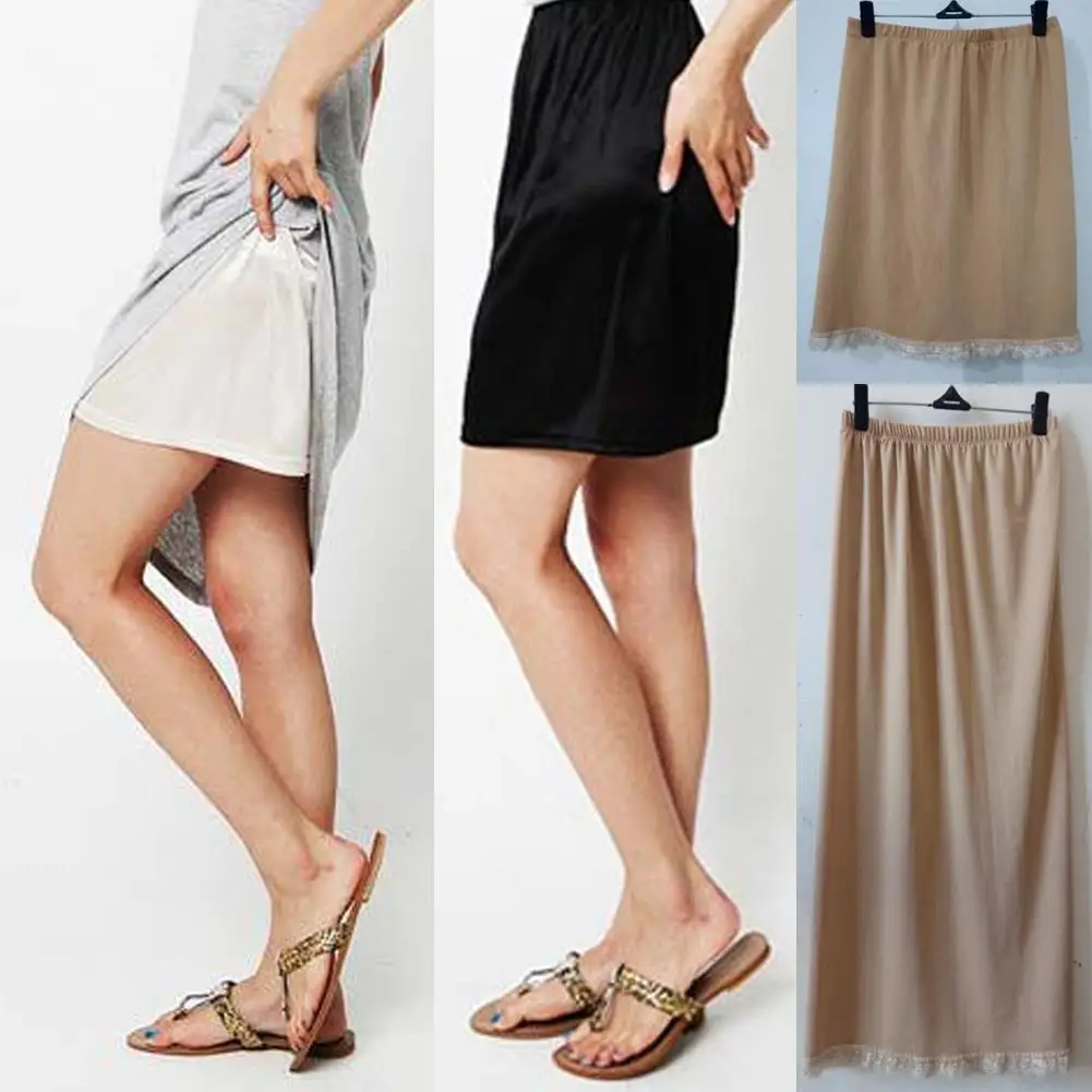 Mezza Gonna Elastica In Vita Da Donna Sottoveste Corta Sottoveste Femminile Solido Liscio Vestito Intimo Slip Pendolare Ufficio Donna Anti-Vuoto