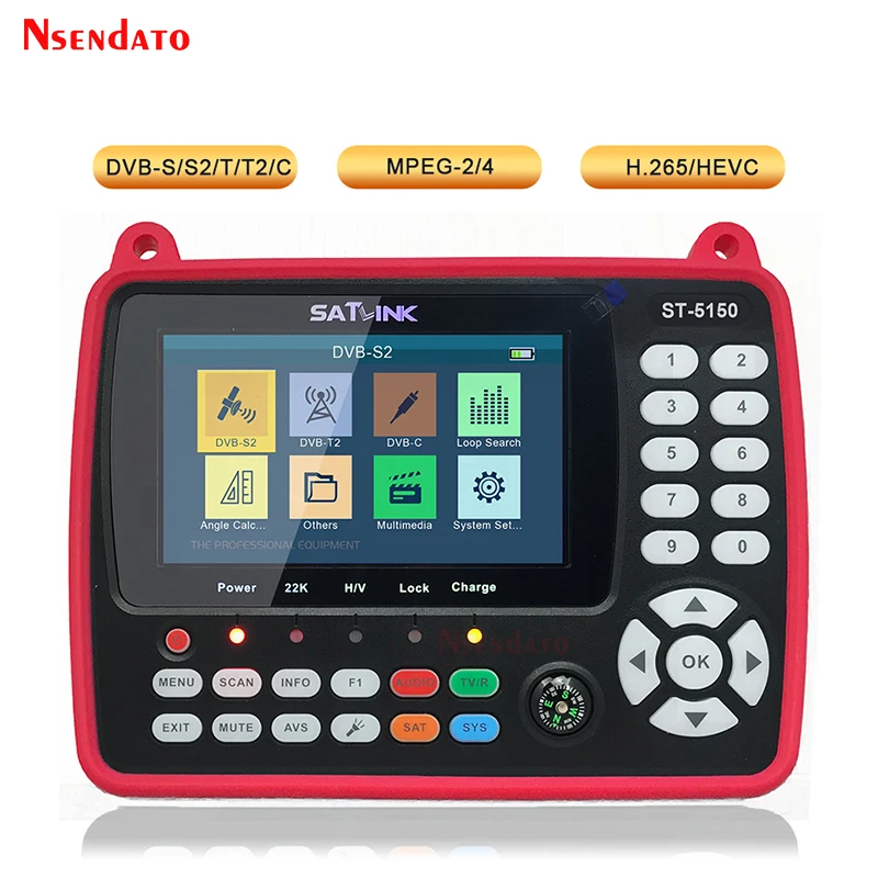 Satlink Dvb-S2/T2/C Combo Segnale Satellitare Sat Finder Meter 4.3 "Schermo H.265 Mpeg4 Qpsk 8Psk 16Apsk Satellite Satfinder