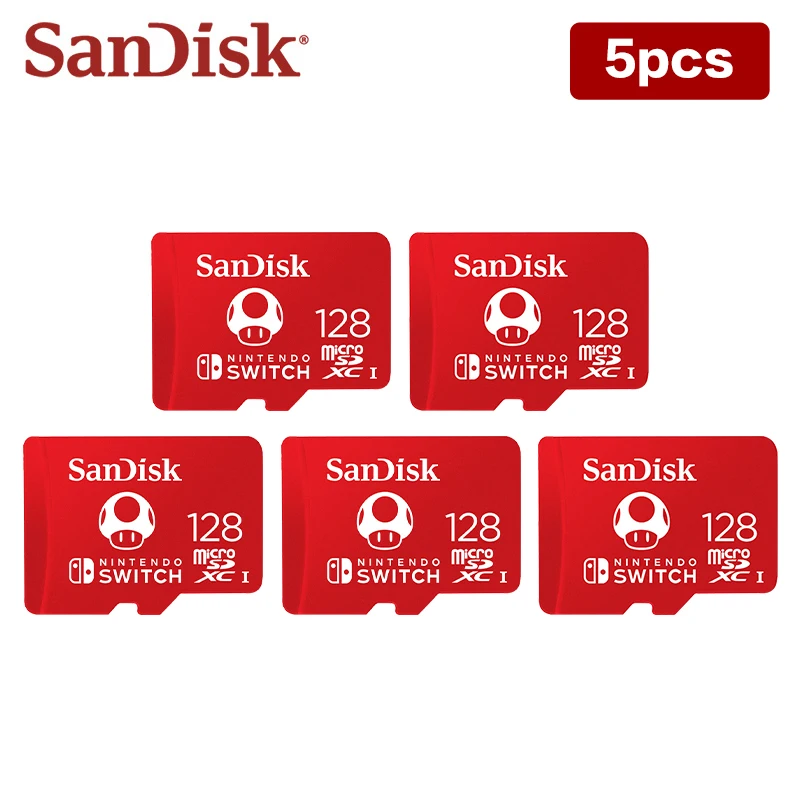 Sandisk Sd Card Micro Sdxc Flash Memory Card Rosso Giallo 128Gb 256Gb Tf Card 100 Mb/S Per Mario Nintendo Switch Game Expension