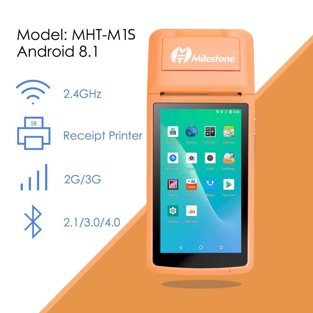 Mht-Pos Pda Android Mobile Pos Terminal With 58Mm Receipt Printer Pda With Printer Popula Handheld Pos Terminal Fits