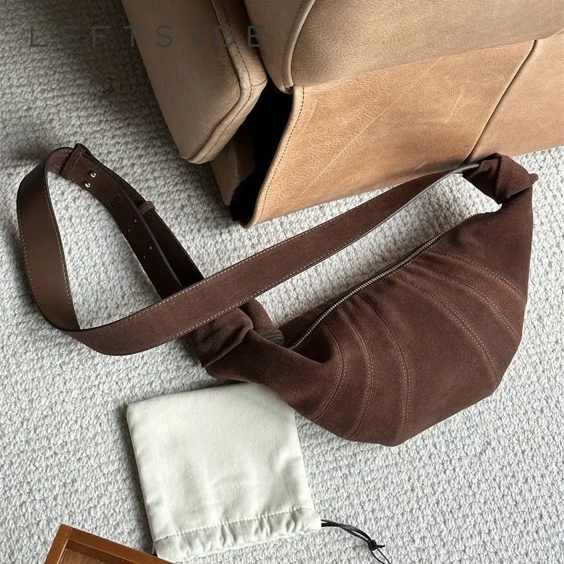 Leftside Tessuto Scamosciato Smerigliato Splicing Leather Cute Big Crossbody Bag Per Le Donne 2023 Winter Fashion Handbags Borsa A Tracolla