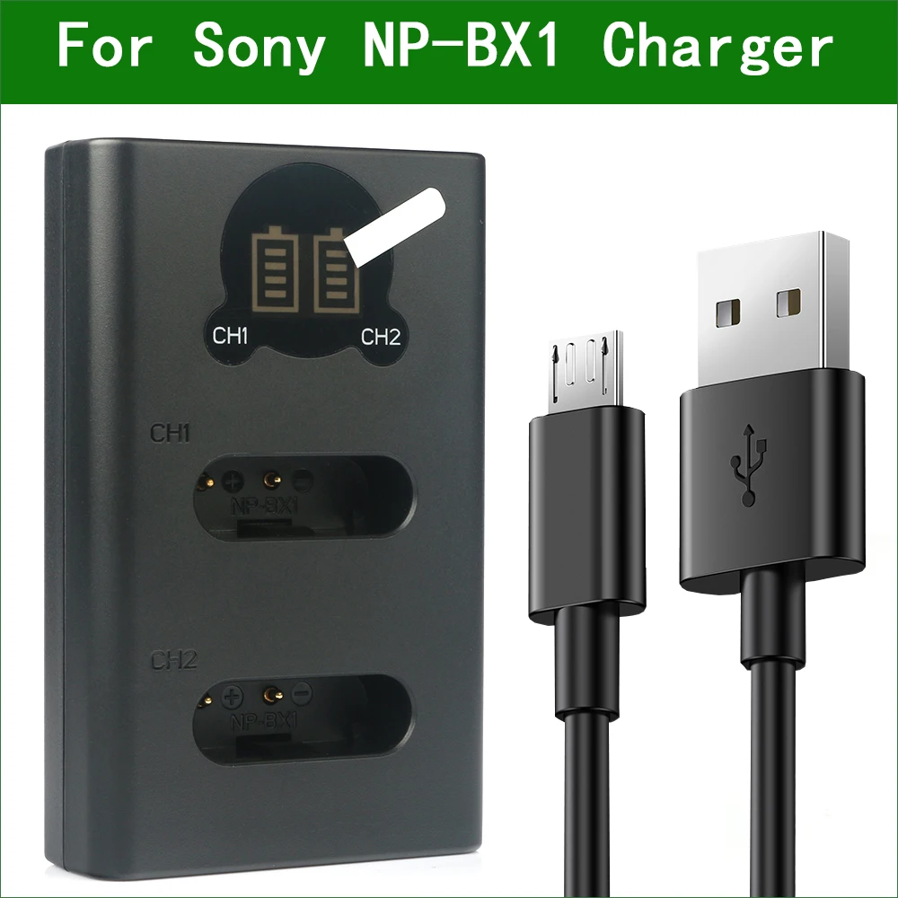 Caricabatteria Doppio Usb Np-Bx1 Np Bx1 Npbx1 Per Sony Hdr- Cx240 Cx405 Cx440 Pj240 Pj270 Pj405 Pj410 Pj440 Zv1