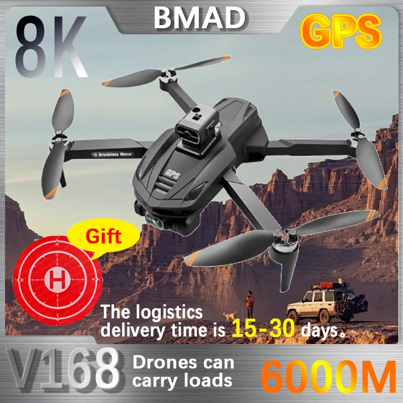 Bmad V168 Max Pro Drone Gps 8K Professionale Con Fotocamera Hd 5G Wifi Fpv Brushless Rc Quadcopter Evitamento Ostacoli Automatico Retu