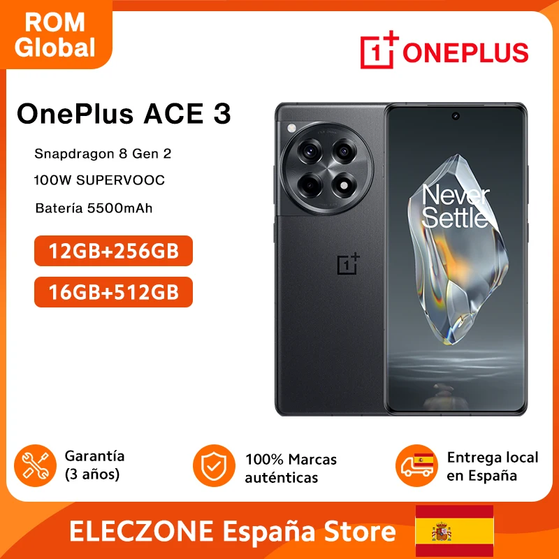 Rom Globale Oneplus Ace 3 Oneplus 12R Snapdragon 8 Gen 2 6,78'' 120Hz Display Amoled 100W Supervooc Batteria 5500Mah 50Mp Fotocamera Posteriore 5G Sma