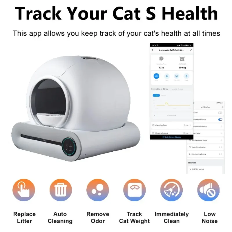 Smart Automatic Cat Lettiera Grande 65L Autopulente Automatico Cat Toilet App Control Letiera Autopulente Automatica Gatto