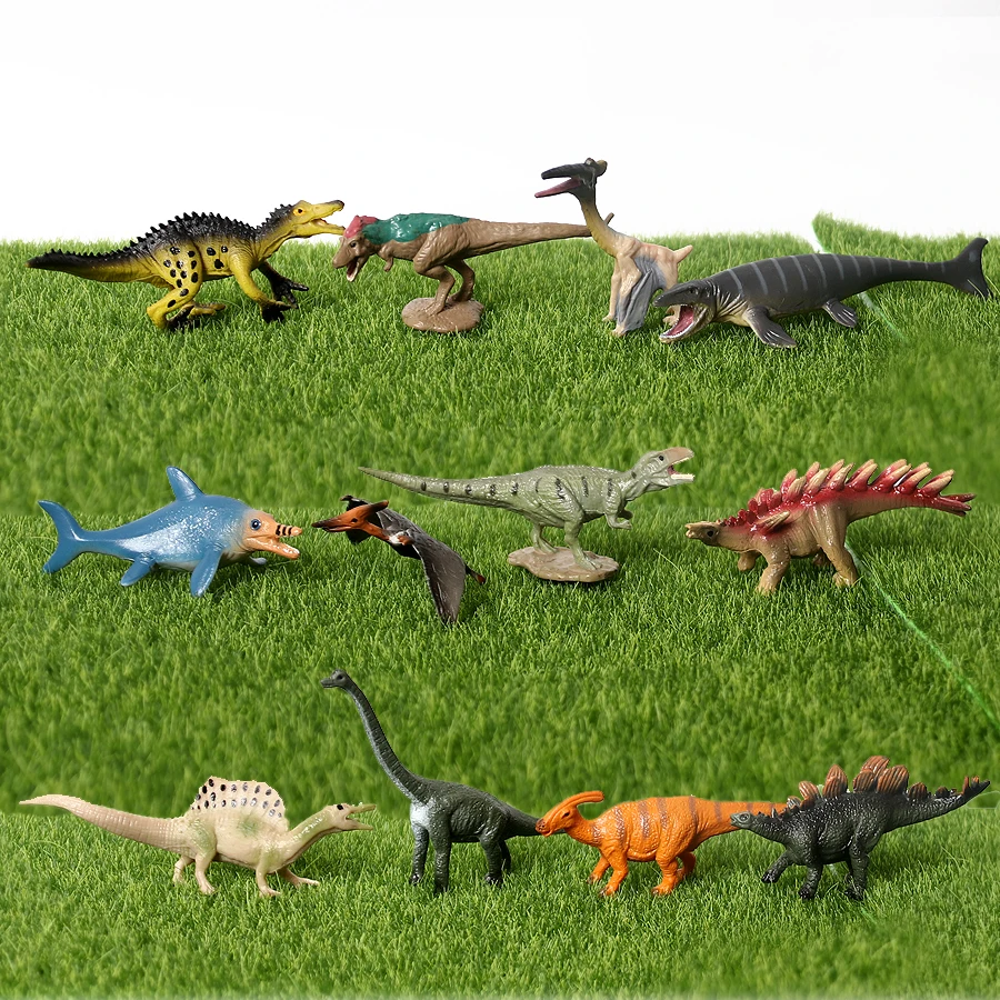 12Pcs Mini Dinosaur Toys Figures Plastic T-Rex Dino Figurines Miniature Animal For Kids Preschool Educational Collection Toys