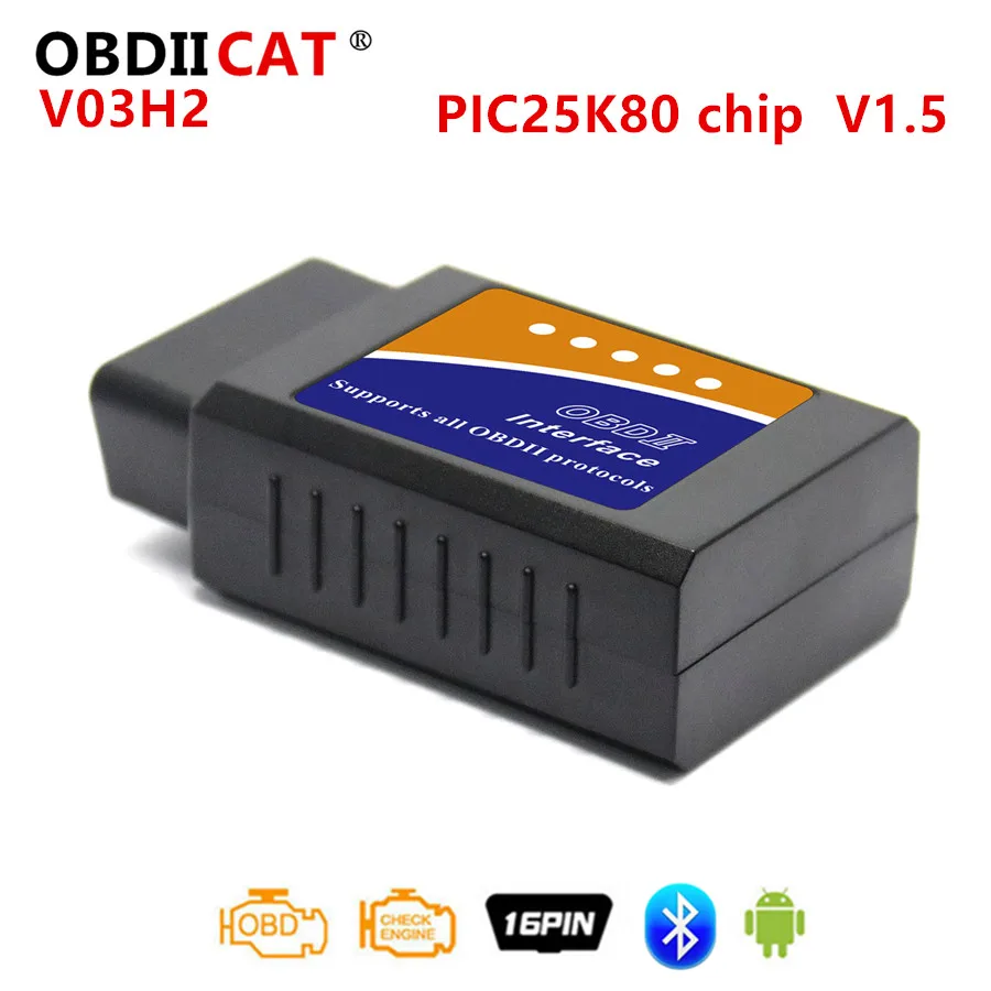 Elm 327 V1.5 V03H2 Universal Obd2 Elm327 Bluetooth Pic18F25K80 Per Iphone Ios Auto Obd Diagnostic Scannner Tool Obd 2 Elm 327