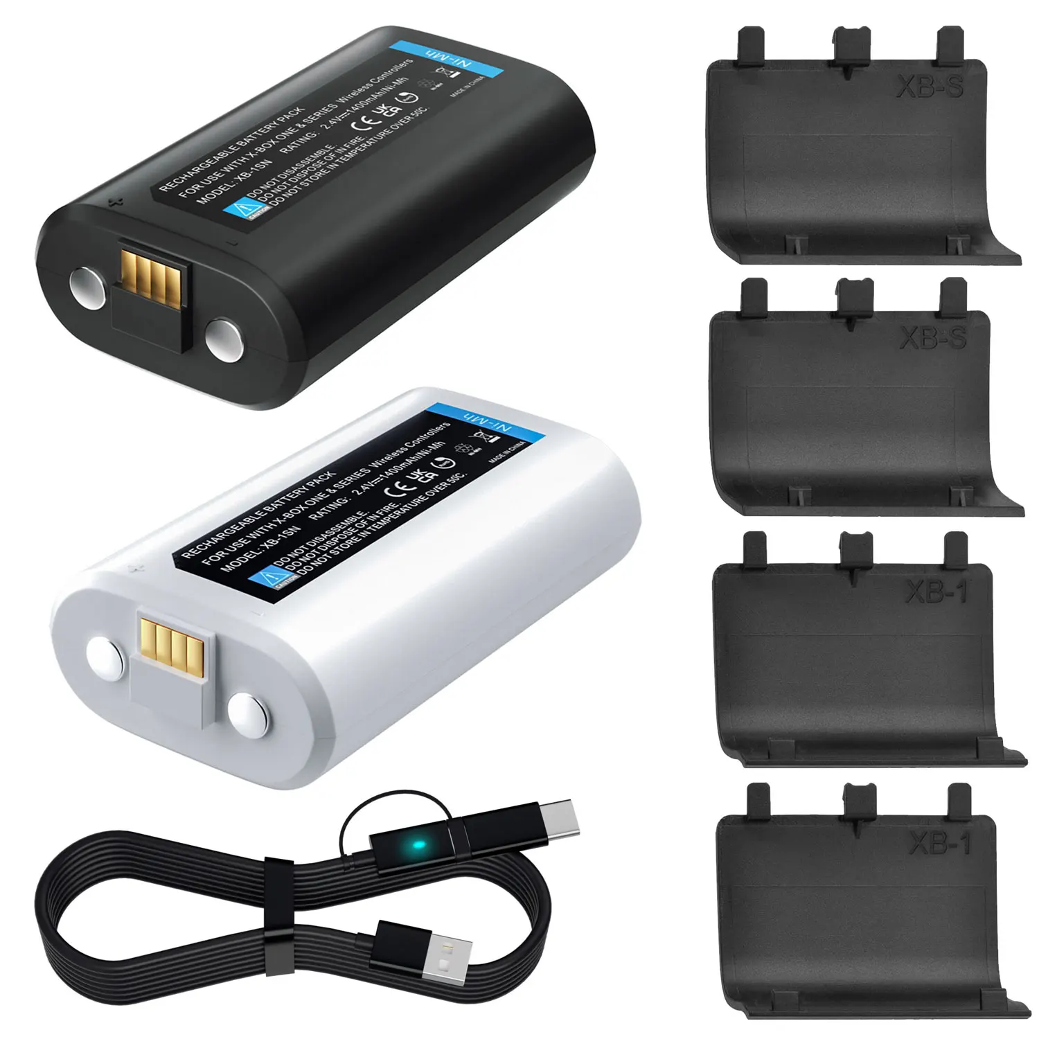 Sostituzione Della Batteria Xbox One Da 2 Pezzi 1400Mah Per Xbox One /Xbox One Elite /Xbox One S /Xbox One X /Xbox Series X/S Gamepad