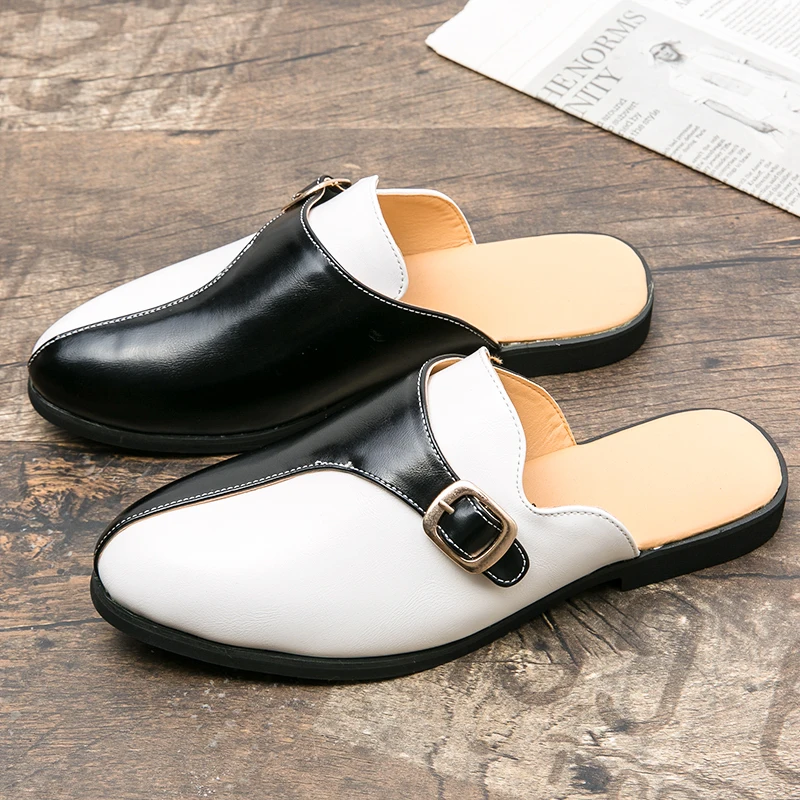 Summer Half Slippers Men'S Slip-On Loafers Soft Sole Comfortable Fashion Casual Shoes Buckle Lightweight Outdoor Driving Shoes