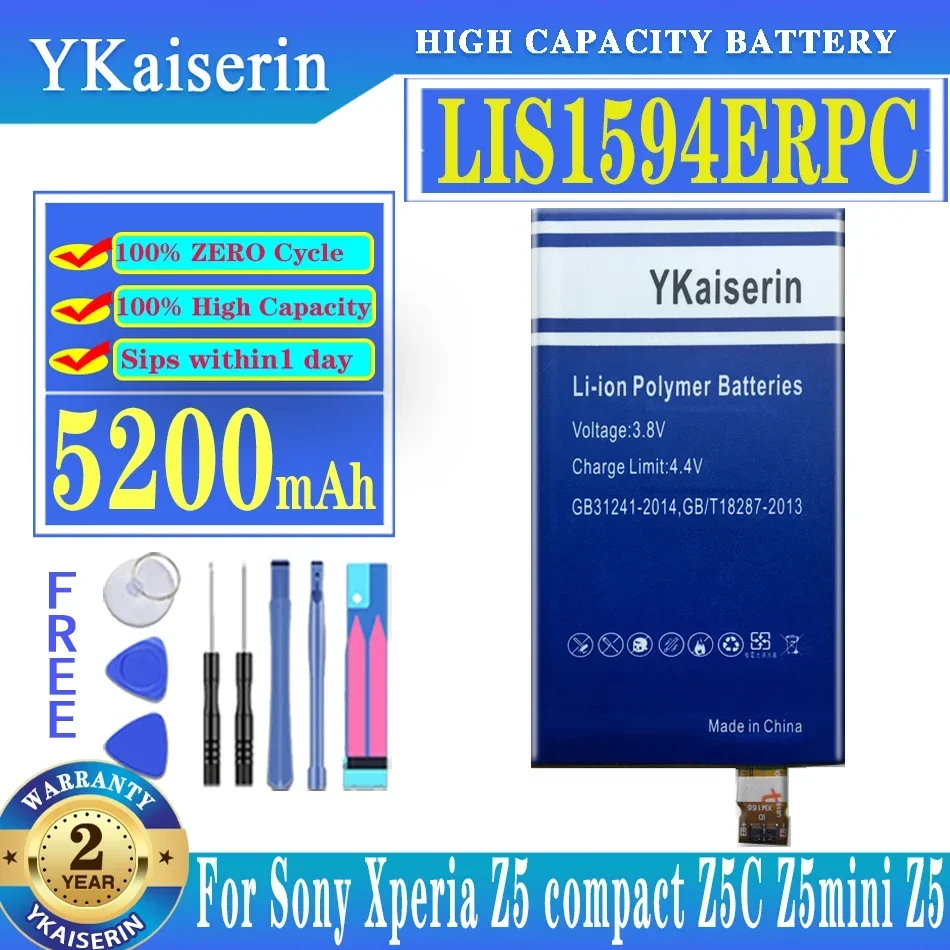 Per Sony 5200Mah Lis1594Erpc Batteria Per Sony Xperia F5321 Z5C Z5 Mini E5823 Z5 Compact C6 F3216 F3215 F3216Xc Batteria