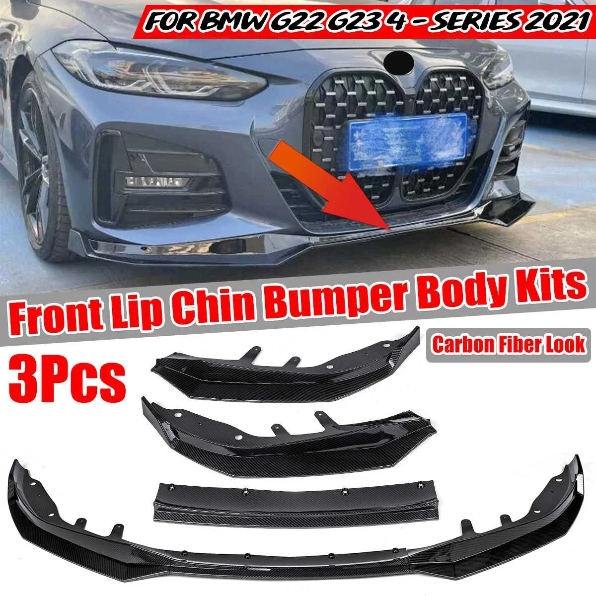 Auto Paraurti Anteriore Lip Body Kit Spoiler Diffusore Lip Protector Cover Guard Deflettore Lip Per Bmw G22 G23 4 Series 2021 Body Kit
