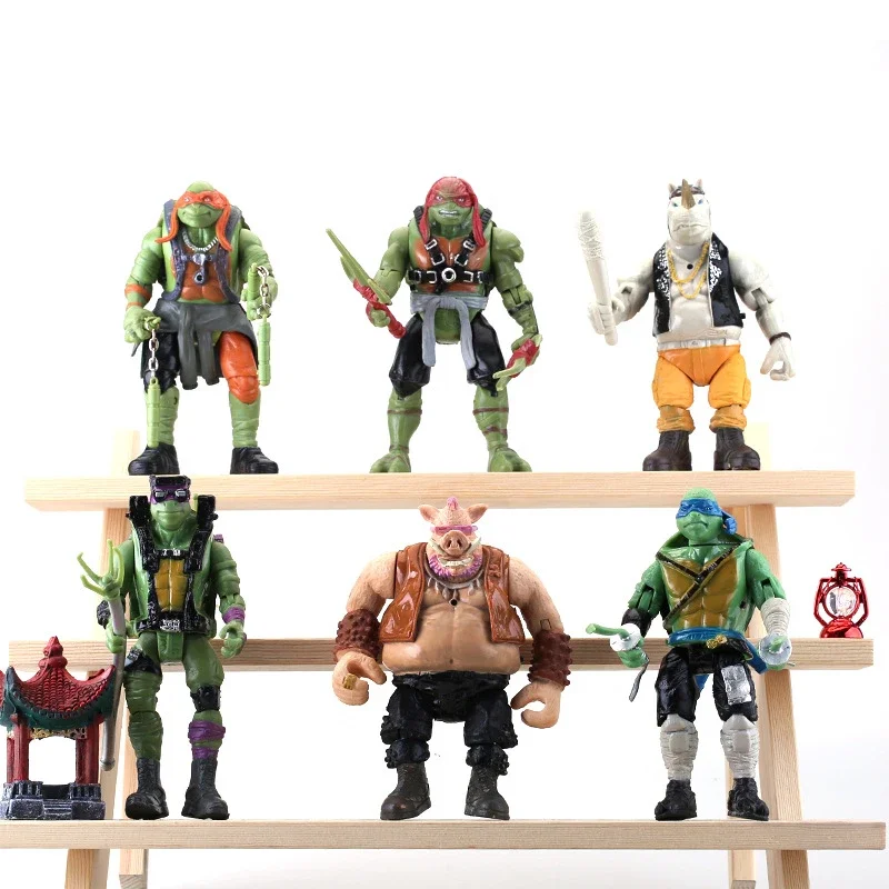 6 Pz Anime Adolescente Mutante Ninja Turtle Action Figure Giocattoli Manga Tmnt Figurine Bambola Ornamenti Per Auto Modello Mobile Giocattoli Regalo P