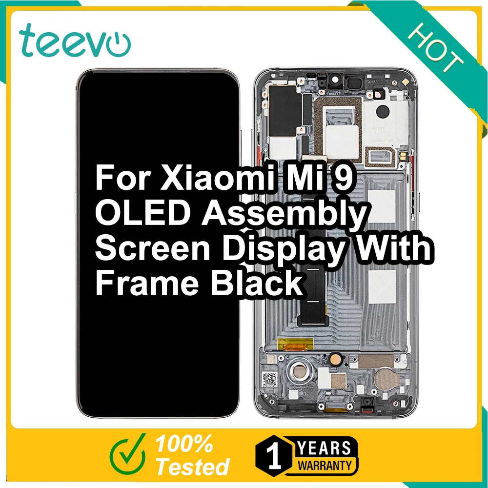 Teevo Lcd Per Xiaomi Mi 9 Display Oled E Digitalizzatore Touch Screen Con Cornice Nera