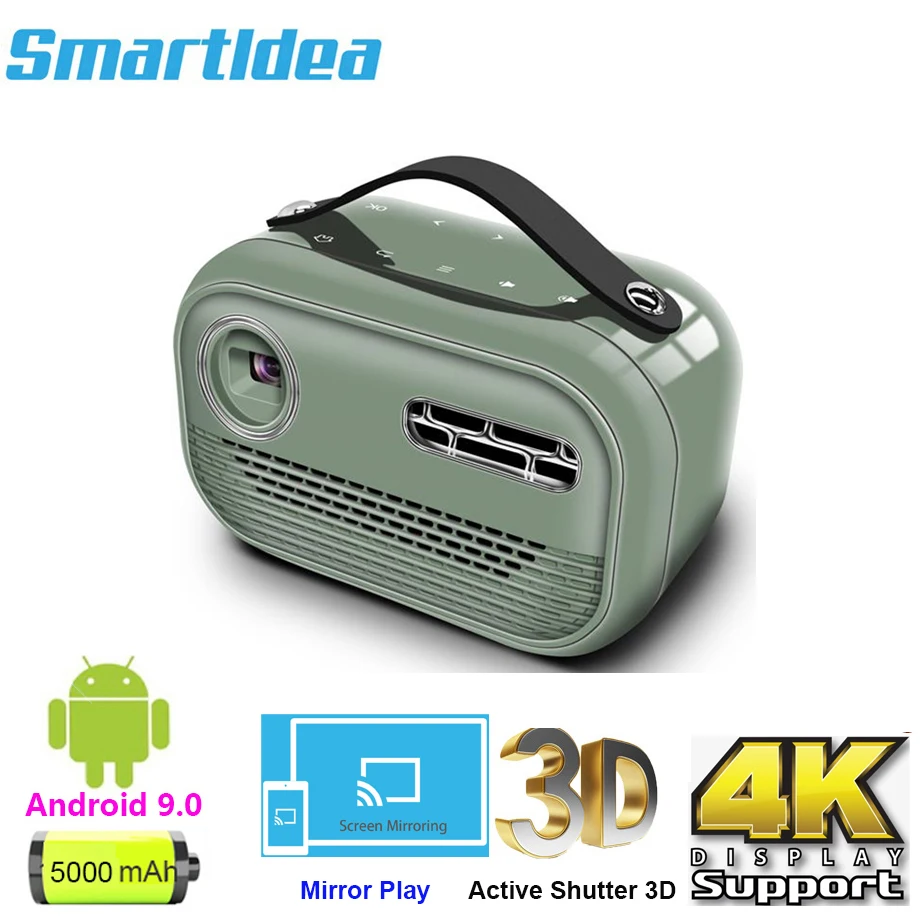 Smartldea Hd Mini Portatile Pico Smart Projector Android Wifi Screenless Tv Laser Led Dlp Supporto 4K 1080P Smartphone Proyector