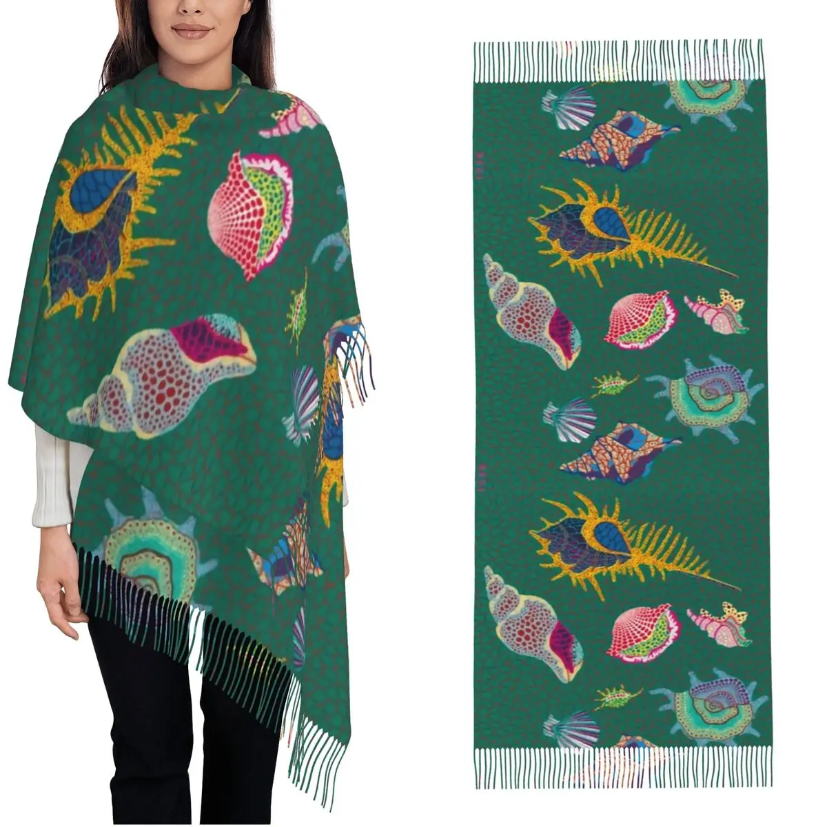Sciarpa Yayoi Kusama Verde Per Donna Scialli In Cashmere Caldo Invernale E Sciarpa Lunga Con Scialle Avvolgente Per Donna