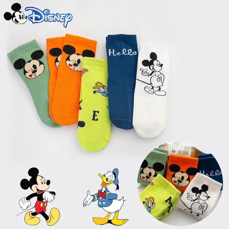 5Pcs Disney Mickey Socks Baby Boy Girls Cute Bebe Accesorios 3-12Y Socks Autunno Inverno Cotton Sock Kids Kawaii Cartoon Socks Gift