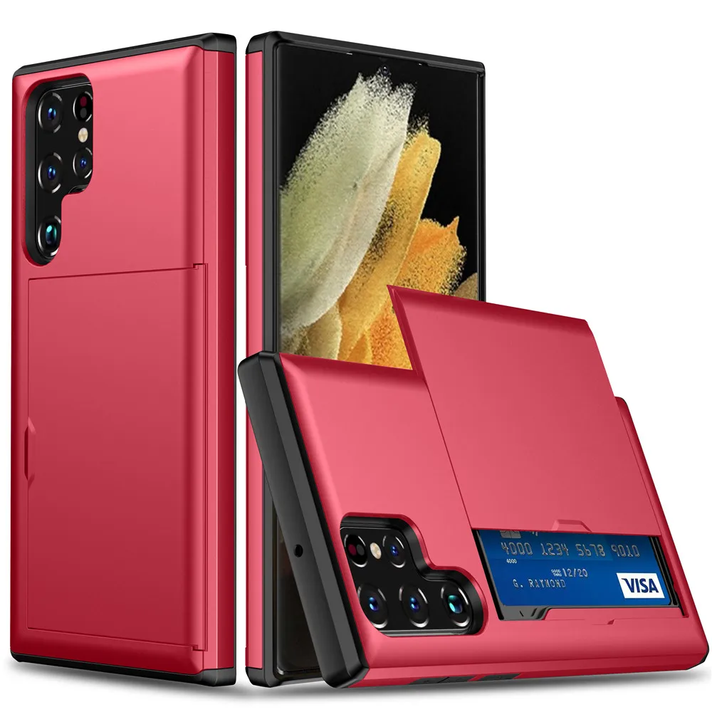 Funda Samsung S22 Ultra Case Slide Wallet Slot Per Schede Custodia Funda Per Samsung Galaxy S22 Ultra S22 + S10 S20 S21 Fe 5G Note 20 10