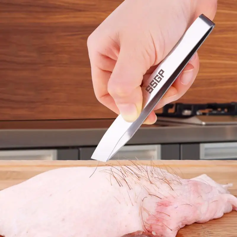Pinzas Planas Y Inclinadas De Acero Inoxidable, Herramienta Para Quitar Huesos De Pescado (4,6 "), Utensilios De Cocina