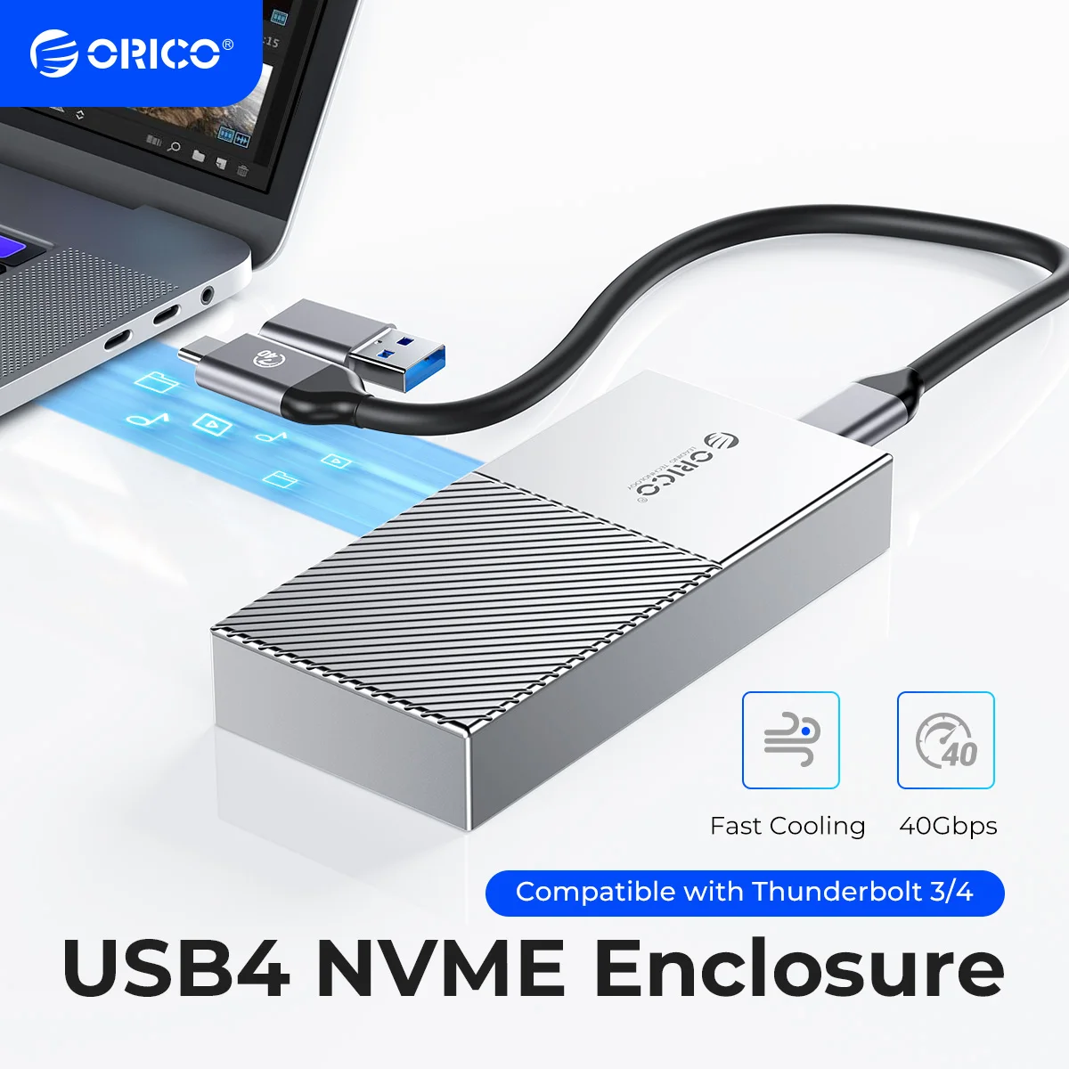 Orico Usb4 M.2 Nvme Ssd Enclosure 40Gbps Custodia In Alluminio Muslimex Compatibile Con Thunderbolt 3 4 Usb4 Per Huawei Matebook 14