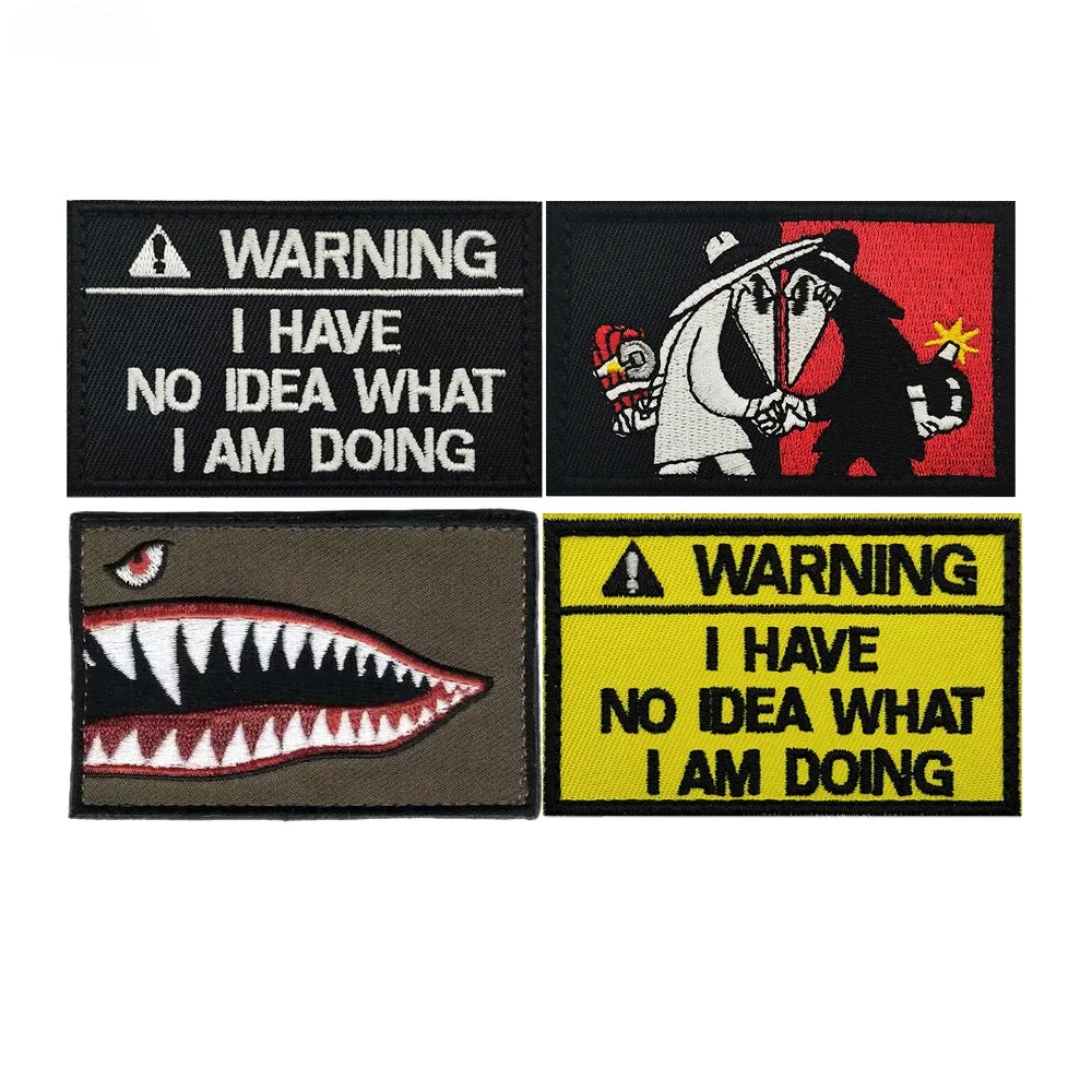 Avvertimento Temu Shark Tactical Morale Badge Fascia Da Braccio Toppe Ricamate Emblema Hook And Loop Applique Military Patch