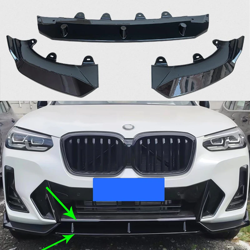 Paraurti Anteriore Spoiler Splitter Per Bmw X3 X4 M Sport M Tech 2022Up Gloss Black Bumper Chin Lip Body Kit