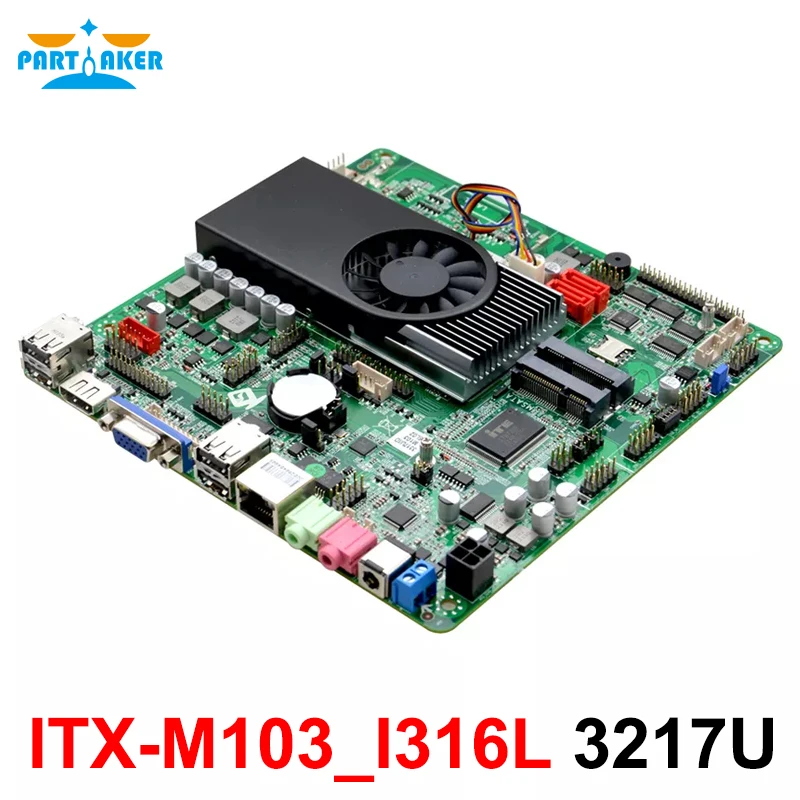 Partaker Sottile Mini Itx Mainboard Itx-M103_I316L I3 3217U Mini Fanless Itx Scheda Madre Con 6 Com
