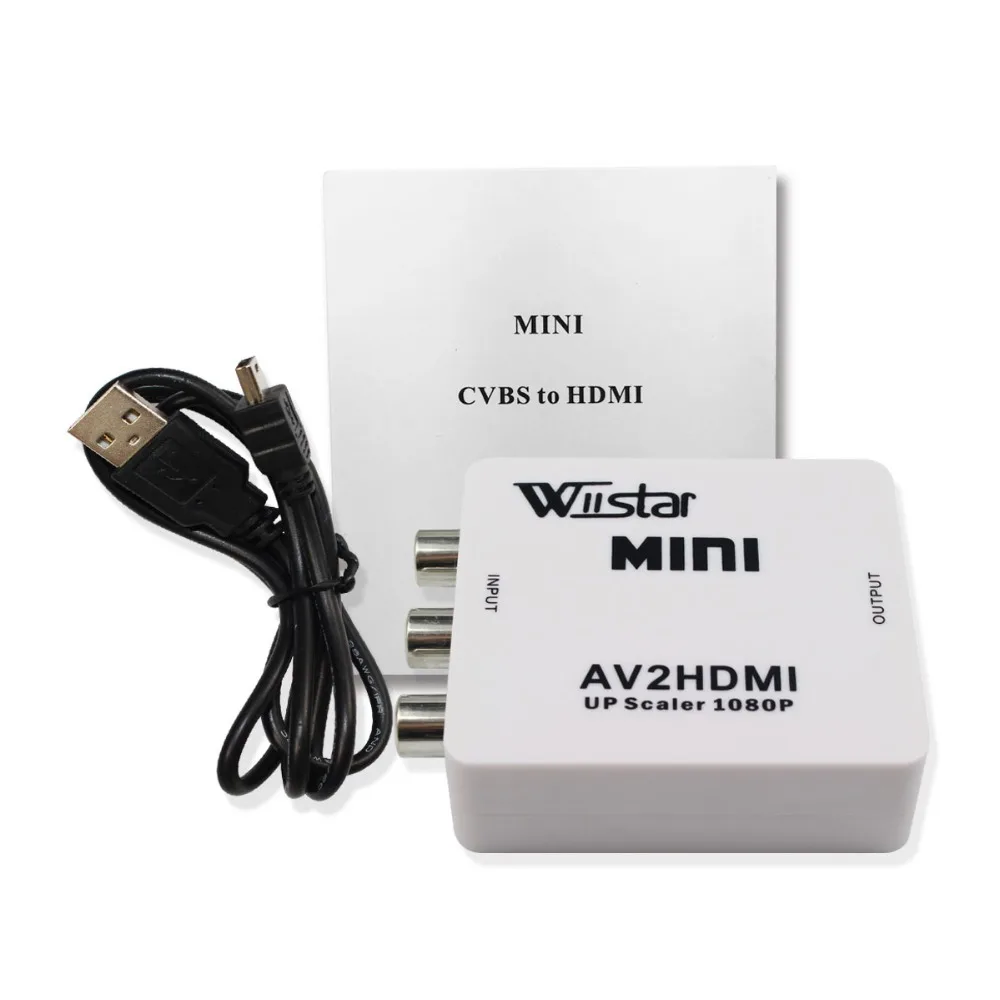Mini Av/Cvbs A Hdmi Video Audio Converter Adapter Supporto Upscaler Fino A 1080P Supporto Pal Ntsc Con Cavo Di Ricarica Usb Per Xbox 360