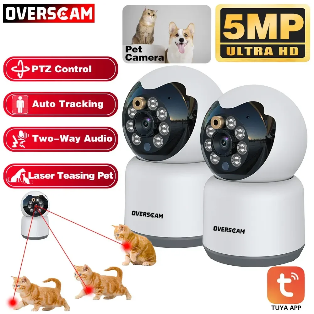 Tuya Wifi Camera 5Mp Home View Security Baby Elder Laser Pet Gimbal Head Shaking Machine Camera Monitor Protection Audio Camera