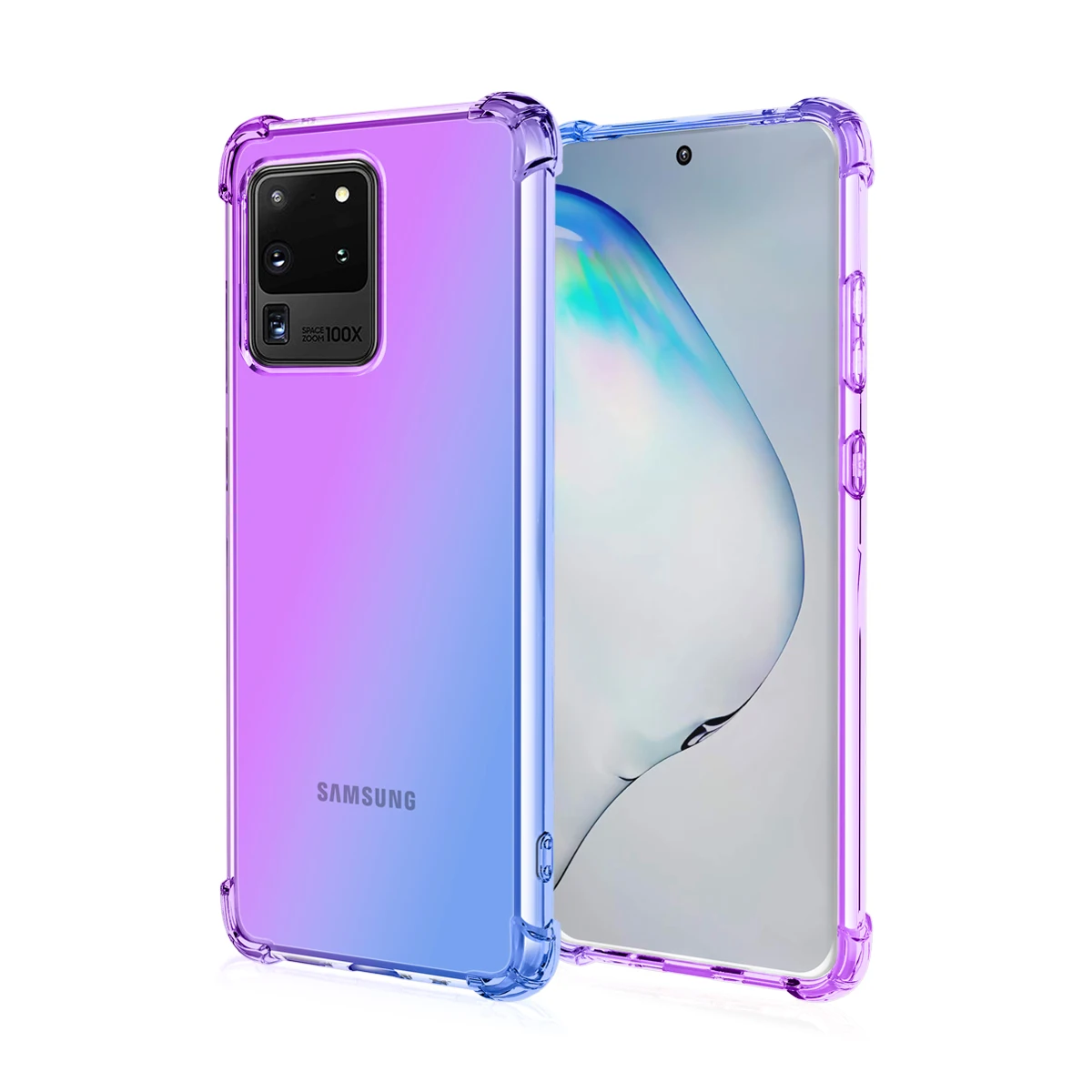 Clear Cute Gradient Case For Samsung Galaxy S20 Plus / S20 Ultra / S20 Fe / S20 Slim Anti Scratch Flexible Tpu Shockproof Cover