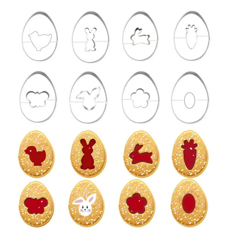 Set Di Formine Per Biscotti Pasquali Forma Di Coniglio D'Uovo Per Marmellata Vuota Biscotti Stampo Timbro Pasticceria Taglio Di Biscotti Per Strumenti