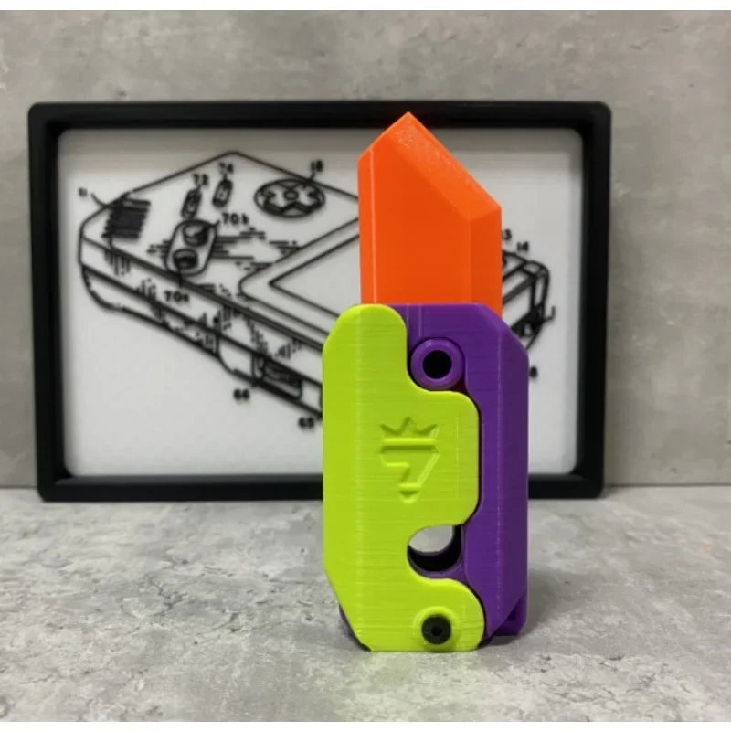 Stampa 3D Gravity Knife Cub Jumping Small Ravanello Knife Mini Model Pendant Push Card Decompression Toy Mini Butterfly Knife