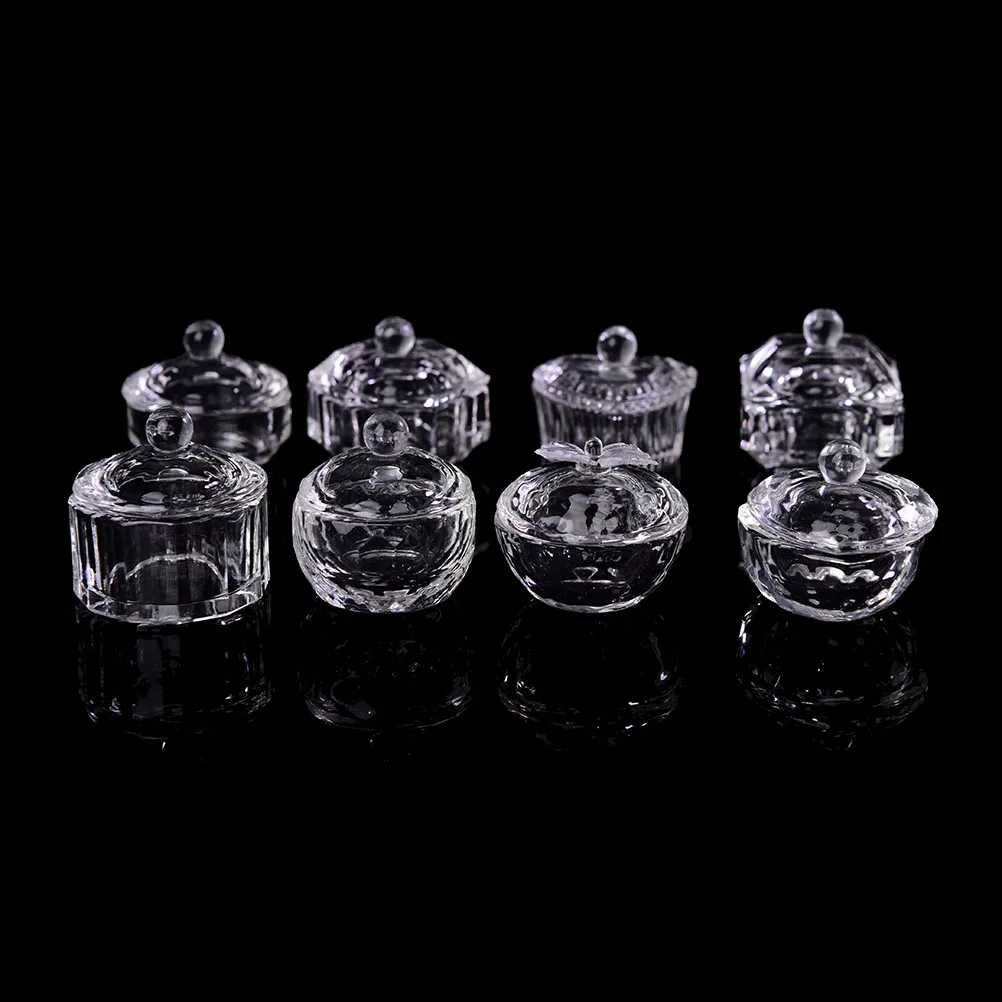 Nail Art Con Coperchio Pen Wash Container Tazza Di Vetro Dappen Dish Per Arcylic Powder Nail Art Crystal Liquid Holder Bowl Strumenti Per Manicure