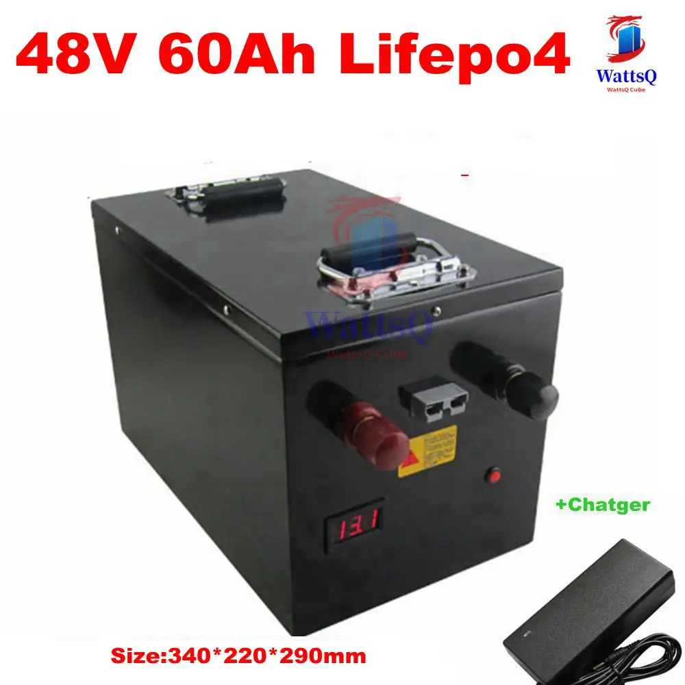 Impermeabile 48V 60Ah Lifepo4 Batteria Ciclo Profondo Per 3500W Bici Scooter Bakfiets Rv Camper Inverter Energia Solare + Caricatore 5A
