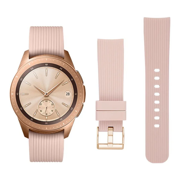 Silicone Band For Samsung Galaxy Watch 42Mm Active 2 44Mm 40Mm Rubber Replacement Bracelet Strap For Galaxy Watch 42 Gold Buckle