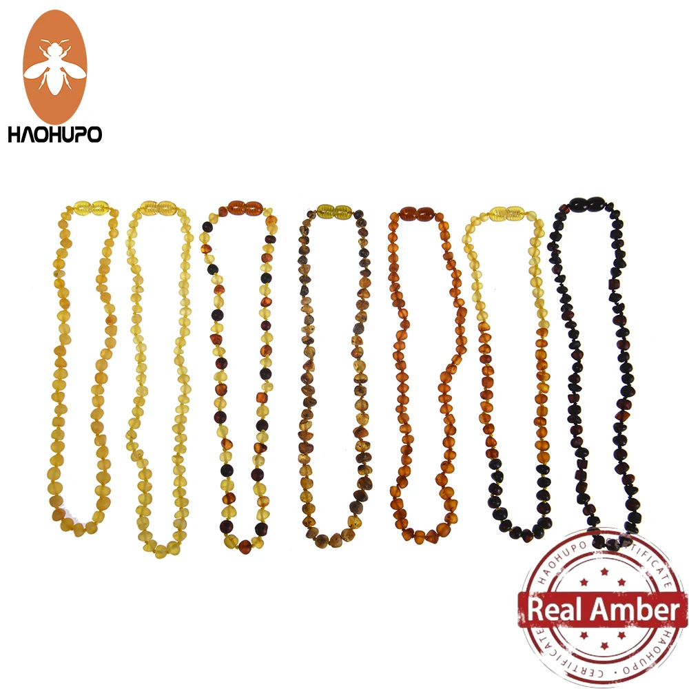 Haohupo Collana/Bracciale Per Dentizione In Ambra Baltica Naturale Ambra Per Bambini Che Sbavano Gioielli Certificati Di Altissima Qualità 14-50Cm