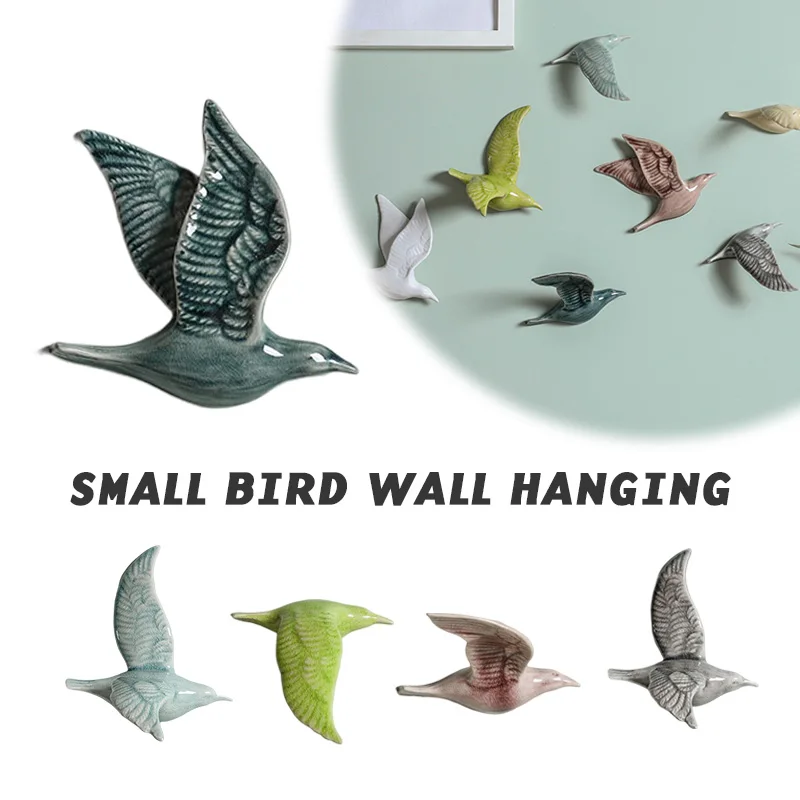 3D Ceramic Bird Creative Wall Sticker Hanging Nordic Home Wall Decor Soggiorno Animal Statue Tv Sfondo Montato Rondini