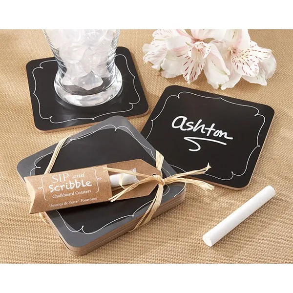 Lote De 20 Set 2 Posavasos Pizarra + Tiza - Detalles, Ricami E Regalos Para Bodas, Aldo Comunbaratos Originales Invitados