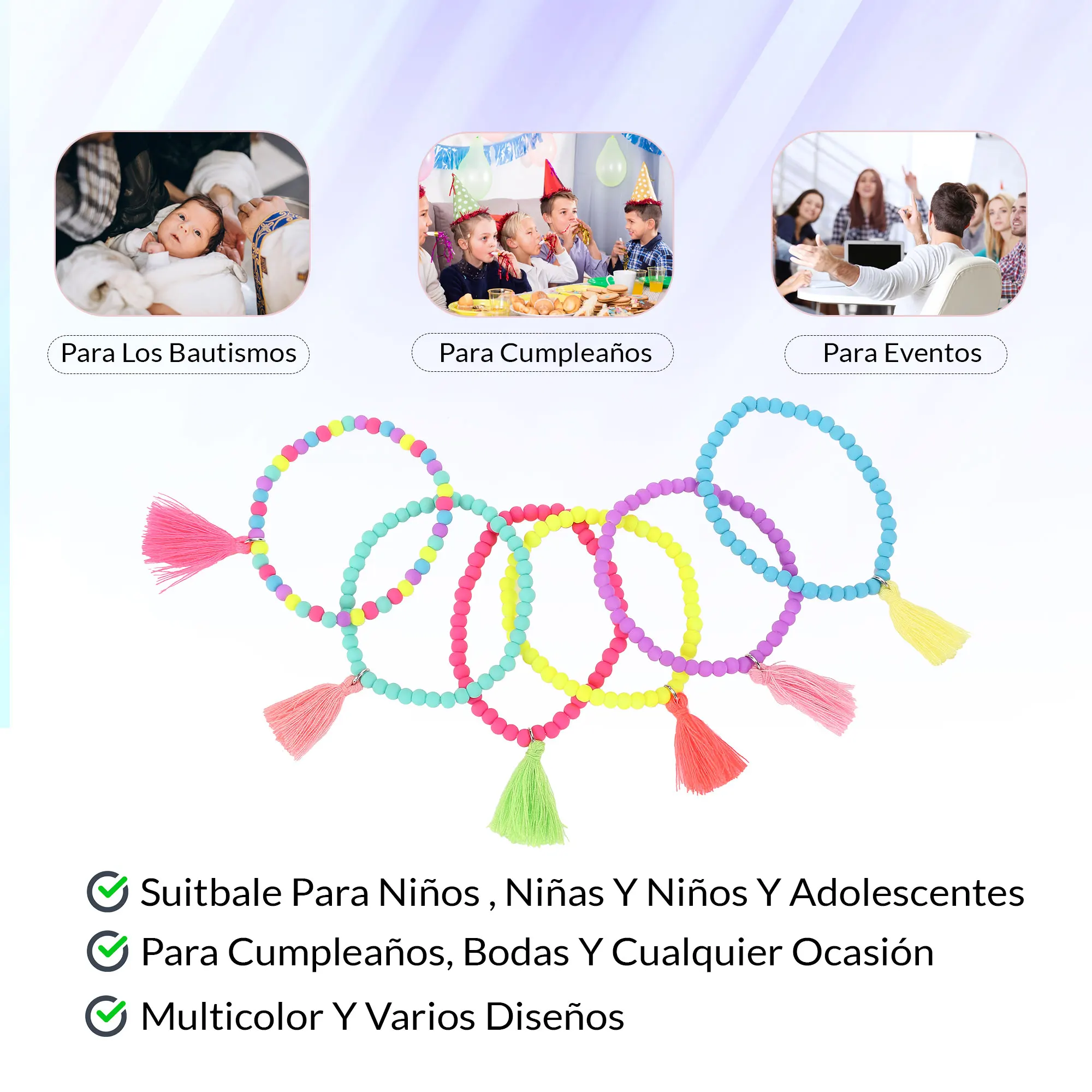 Lote 20 Pulseras Pompon "Jamis"-Dettagli, Regali E Regali Per Bodas, Baratos Originales Invitados