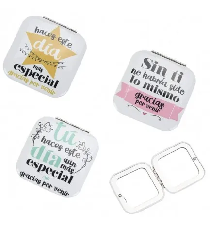 Lote De 10 A 50 Espejos Frases "Gracias Por Venir" - Detalles, Recuerdos Y Regalos Para Bodas, Comuniones Baratos Originales I